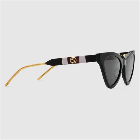 gucci gg0483s c60 occhiali video|Black Acetate Cat Eye Sunglasses With Grey Lens .